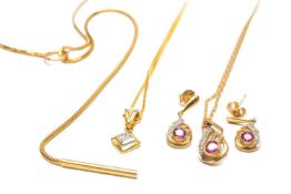 GOLD JEWELLERY comprising yellow gold chain stamped '750', 6.0gms, together with 18ct gold diamond