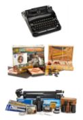 ASSORTED TOYS, GAMES, CAMERA ACCESSORIES & TYPEWRITER, including boxed Scalextric Grand Prix 8