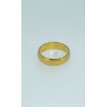 22CT GOLD WEDDING BAND, ring size O, 6.5gms Provenance: private collection Cardiff Comments: minor