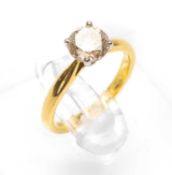 18CT GOLD DIAMOND SOLITAIRE RING, the single stone measuring 0.75cts approx., ring size J, 3.0gms in