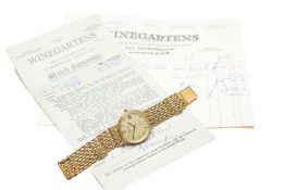 9CT GOLD GENEVE 'GOLD' GENT'S WRISTWATCH, the dial having baton markers, date aperture with