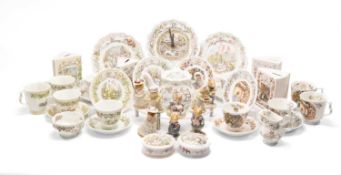 ASSORTED ROYAL DOULTON 'BRAMBLY HEDGE' BONE CHINA TEAWARES & FIGURINES, plates and clock, together