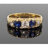 18CT GOLD FIVE STONE SAPPHIRE & DIAMOND RING, ring size N, 4.3gms Provenance: private collection