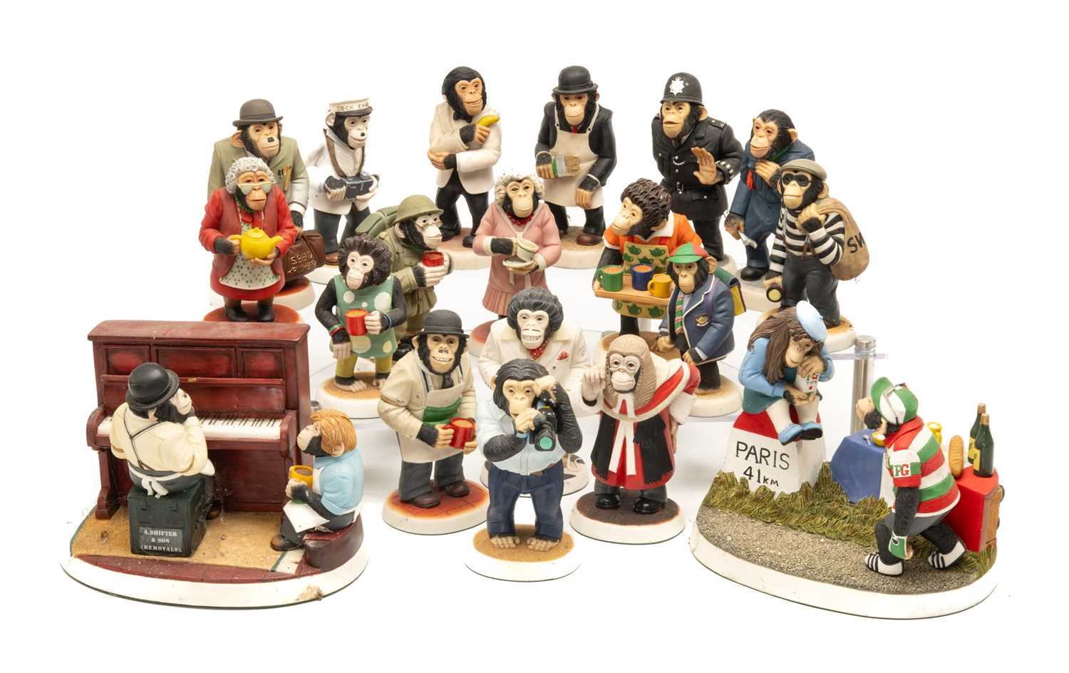 ASSORTED RESIN BROOKE BOND 'PG TIPS' CHIMPANZEE CHARACTER FIGURES/GROUPS (19) Provenance: private