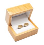 PAIR OF 9CT GOLD DIAMOND CHIP CUFFLINKS, of oval form, 6.5gms gross, in modern box Provenance: