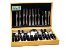 MODERN CASED STAINLESS STEEL CUTLERY CANTEEN, George Butler, Sheffield. Provenance: private