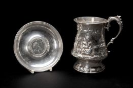 VICTORIA SILVER BALUSTER TANKARD, Robert Hennell, London 1860, embossed with child with nest of eggs