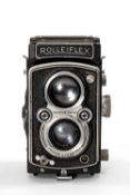 A ROLLEIFLEX 3.5F MEDIUM FORMAT CAMERA - black, with Schneider-Kreuznach, Xenar f/3.5 75mm lens,