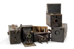 ASSORTED CAMERAS, including Soho Ltd Model B, Sirene 105, etc., togther with a box of glass plate