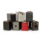 ASSORTED BOX CAMERAS, including Kodak Brownie No.2 in Red, Kodak Six-20 'Brownie' D, etc. (6)