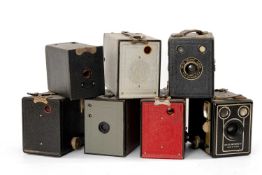 ASSORTED BOX CAMERAS, including Kodak Brownie No.2 in Red, Kodak Six-20 'Brownie' D, etc. (6)