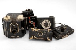 FIVE ASSORTED CAMERAS, comprising Univex Model AF-2, V.P Twin camera with bloomed "Bolco" lens,