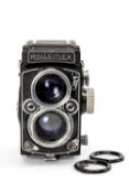 A ROLLEIFLEX 2.8F MEDIUM FORMAT CAMERA - black, serial no. 1601885, with a Schneider-Kreuznach,