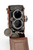 A ROLLEI F&H TELE-ROLLEIFLEX MEDIUM FORMAT CAMERA - black, serial no. 2300535, with Carl Zeiss