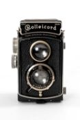 An F&H ROLLEICORD 3.5F MEDIUM FORMAT CAMERA - black, serial no. 3243186, with a Carl Zeiss Jena,