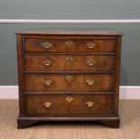 18TH CENTURY WALNUT CHEST, with walnut crossbanding and boxwood stringing, fitted four long