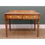 VICTORIAN SATIN WALNUT DRESSING TABLE, raised back to the moulded top, fitted two frieze drawers