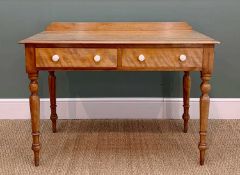 VICTORIAN SATIN WALNUT DRESSING TABLE, raised back to the moulded top, fitted two frieze drawers