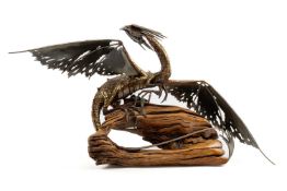 ‡ LUKE KITE (20th Century) sculpture - myth inspired dragon sculpture constructed from deadwood