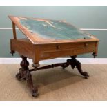 MID-VICTORIAN WALNUT METAMORPHIC LIBRARY TABLE, with double-hinged adjustable leather inset top with