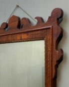 QUEEN ANNE-STYLE WALNUT FRET MIRROR, rectangular gilt gadrooned inner moulding, shaped cut card
