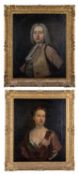 18TH CENTURY PROVINCIAL ENGLISH SCHOOL, pair oils on canvas - half length portraits of Jane Kemp (