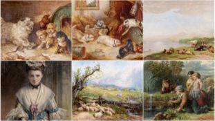 ASSORTED VICTORIAN COLOUR LITHOGRAPHS, including 'For You Miss', 'Cattle by Wainewright', pair of