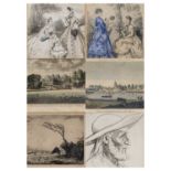 ASSORTED PRINTS including, pair of French fashion prints, Magasin des Moiselles, ALPHONSE LEGROS (