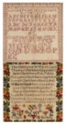 TWO EARLY VICTORIAN NEEDLEWORK SAMPLERS, one by T Clark-Skelton, text naming children of WM and M