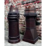 TWO GLAZED STONEWARE CROWN CHIMNEY POTS, both 100cms tall (2) Comments: both with chips and losses