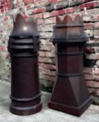 TWO GLAZED STONEWARE CROWN CHIMNEY POTS, both 100cms tall (2) Comments: both with chips and losses