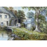 J.J. HUGHES (late 19th Century) watercolour - 'Rossett Mill near Chester', signed and dated,