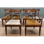 SET OF SIX WILLIAM IV STAINED WOOD DINING CHAIRS, comprising four dining chairs and two carvers,