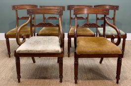 SET OF SIX WILLIAM IV STAINED WOOD DINING CHAIRS, comprising four dining chairs and two carvers,