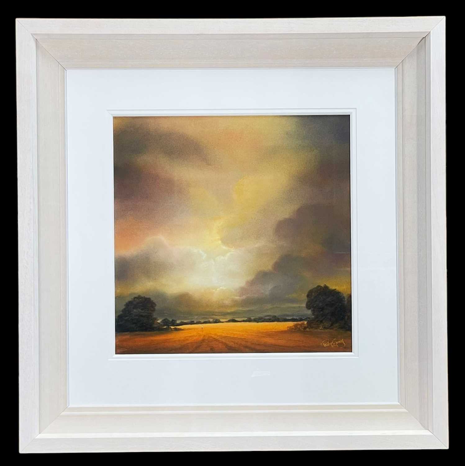 ‡ PHILIP GRAY (20th Century) pastel - autumnal sunset landscape with figure in the distance, signed, - Image 2 of 2