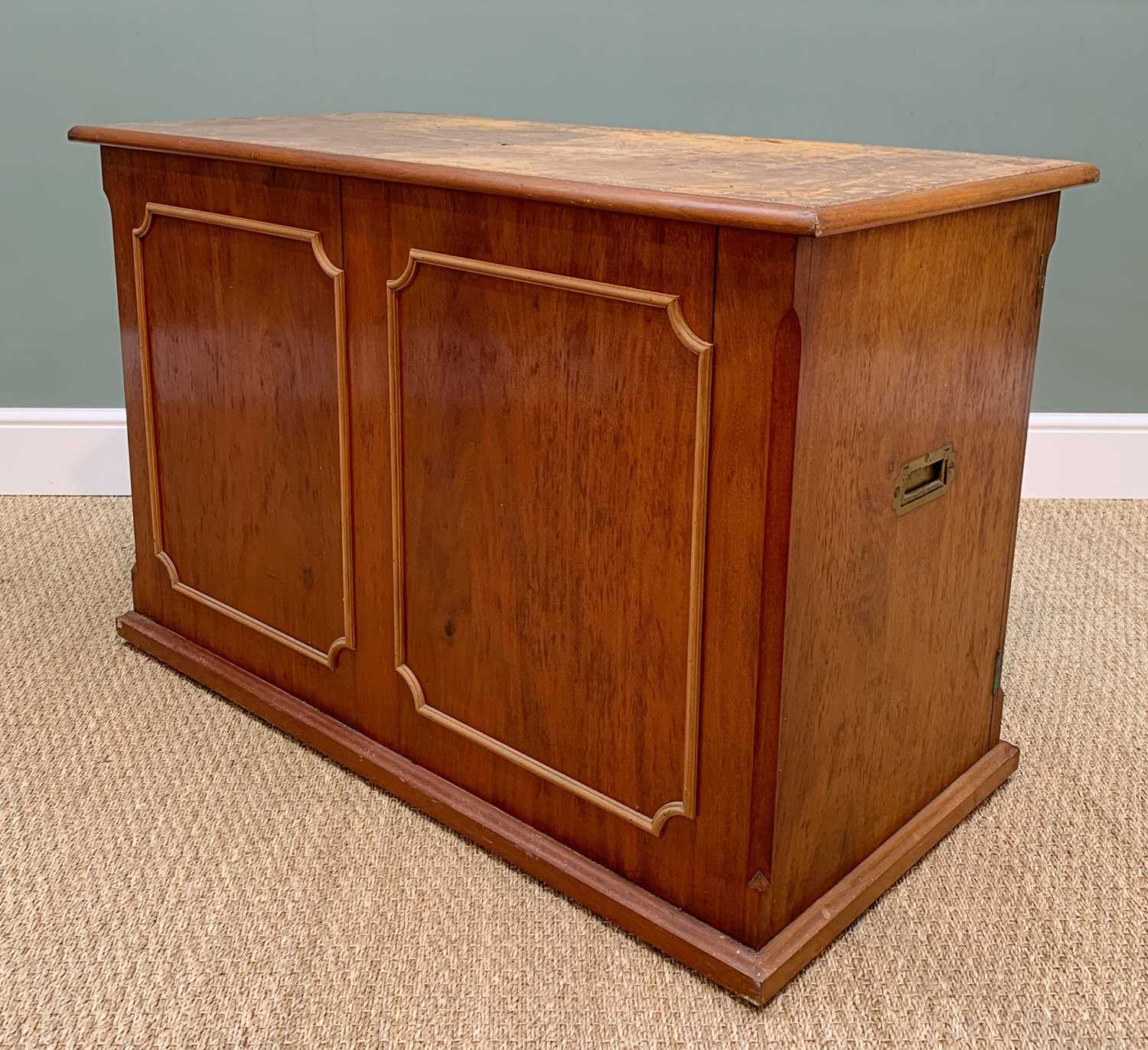 19TH CENTURY MAHOGANY CABINET, the moulded edge inscribed 'Charters' in gilt, tooled leather top, - Image 6 of 9