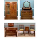 EDWARDIAN MAHOGANY CROSSBANDED BEDROOM SUITE, comprising mirrored compactum, single bed, dressing