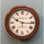 EARLY 20TH CENTURY DIAL WALL CLOCK, mahogany case, painted dial signed 'Swinden & Son,