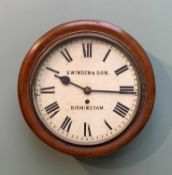 EARLY 20TH CENTURY DIAL WALL CLOCK, mahogany case, painted dial signed 'Swinden & Son,