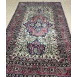 GOOD ANTIQUE PERSIAN 'TREE OF LIFE' RUG, probably Isfahan, four-pointed star on shaped medallion, on