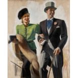 JAMES STROUDLEY (1906-1985) acrylic on board - The Invitation, 1930's couple dressed for a formal