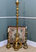 THREE DECORATIVE CONTINENTAL STYLE LAMPS, comprising giltwood standard lamp, and two gilt resin