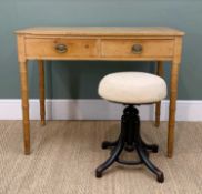 19TH CENTURY PINE DRESSING TABLE & ASSOCIATED BENTWOOD STOOL, table fitted two short drawers on