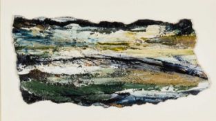 ‡ ANNE KERR (20th Century) impasto oil on paper - entitled 'Tide and Times', signed, 15 x 30cms