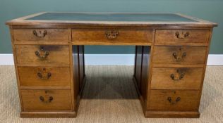 20TH CENTURY OAK PARTNERS DESK, fitted arrangement of drawers opposing cupboards, 157 x 89cms
