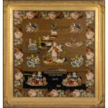 MID-VICTORIAN BERLIN WOOLWORK PICTURE, by Elizabeth Hosea, date 1864, decorated with birds, flowers,