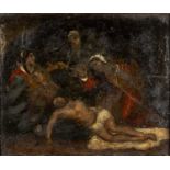 AFTER ANNIBALE CARRACCI, 18th/19th Century, oil on copper - 'The Dead Christ Mourned' (The Three