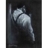 ‡ JANET TREBY (20th Century) chalk on paper - entitled 'Dark Secrets', signed, 39 x 30cms