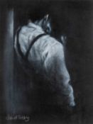 ‡ JANET TREBY (20th Century) chalk on paper - entitled 'Dark Secrets', signed, 39 x 30cms