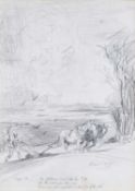 AFTER EDWARD SEAGO, pencil - Ploughing the field, bears signature and three line poetic stanza, 37 x